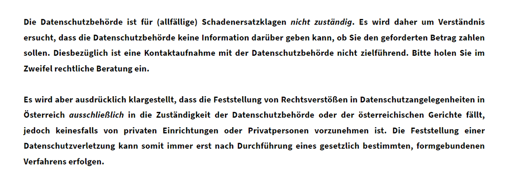 Die Österreichische Datenschutzaufsicht macht klar, dass sie sich in den Google Fonts generell nicht zuständig sieht und gibt auch Ratschläge wie Auskunftsansprüche zu prüfen sind.